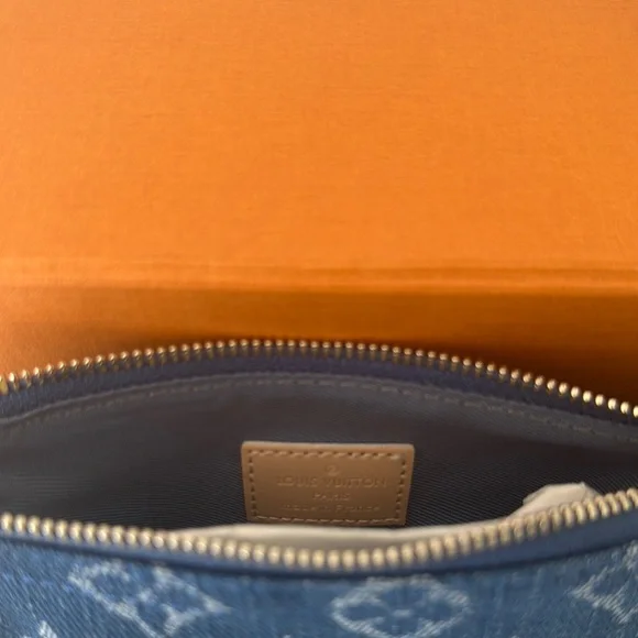 UPCYCLED Louis Vuitton Monogram Blue Denim Mini Pouchette - Picture 8 of 11
